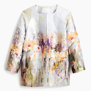 J.CREW COLLECTION Watercolor Floral Lady Coat Jacket Collarless Painted Small